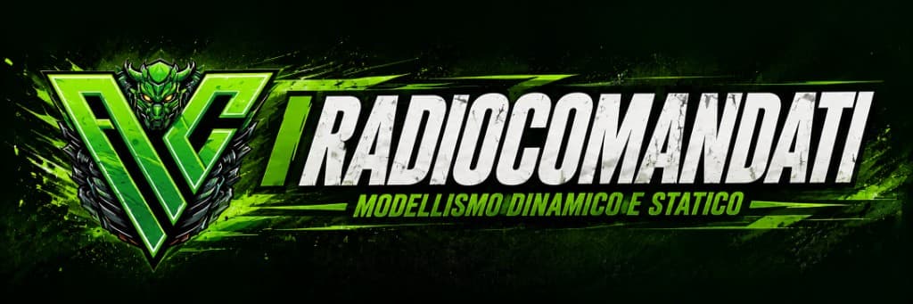 I Radiocomandati: emblema RC e scritta RADIOCOMANDATI, modellismo dinamico e statico